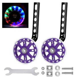 Kids Bike Stabilisers for Childs, Bicycle Training Flash Wheels for Kids Compatible with 12 14 16 18 20 Inch Kids' Variable Bicycles & Single-Speed Bikes.(Purple)