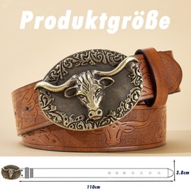 fufupaw Cowboy Belt Men, Western Belt Men, Cowboy Vest Women, Cowboy Belt Buckle, Belt Buckle Cowboy, 130 cm Western Cowboy Belt, for Party, Gifts, Multicoloured
