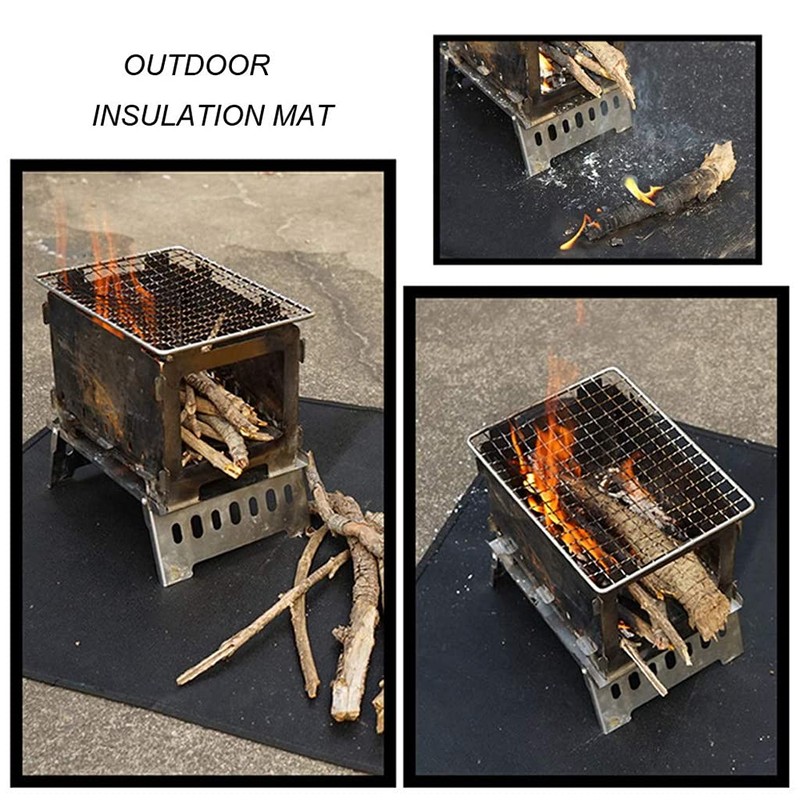 MisFox Camping Fireproof BBQ Grill Mat for Floor, Foldable Grill