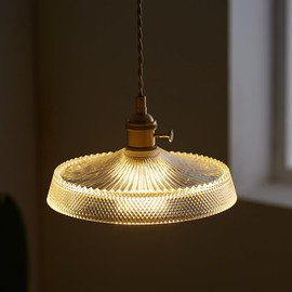 Sedelan Glass Pendant Light, Vintage Pendant Lighting, Kitchen Pendant Lighting Over Island Hallway Bedroom Adjustable Hanging Light Fixture 59.05”, Copper E26, Switch Knob(Bulb Not Included)