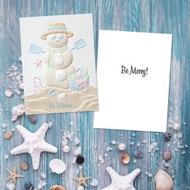 Pumpernickel Press Embossed Petite Christmas Cards Boxed Set – Seacoast Sandman, 20 Count