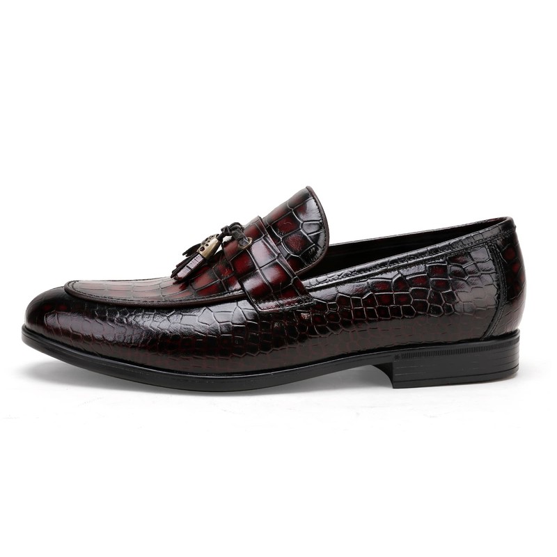 Men's Tassel Loafer, Classic Casual Dress Shoe, Wine Leather Tassel