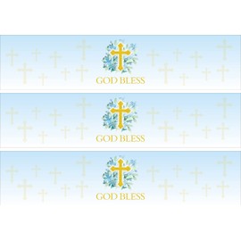 36 Pack of Blue Floral Style God Bless Water Bottle Label Stickers for Religious Party, Baptism, Confirmation, Christening, First Communion, Birthday Party Wedding Baby Shower Decoration