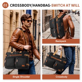 SUIKIHUM 17.3" Laptop Backpack for Men, Versatile 3-in-1 Design and 12 Pockets for Organized Storage, Water-resistant, Black