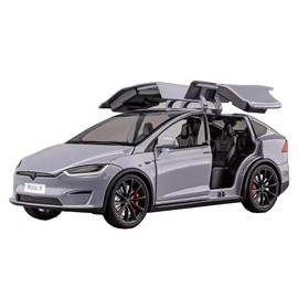 Andek 1:24 Model X Alloy Car Model Simulation Sound and Light Pull Back Toy Car Metal Sports Car Boys Collection Ornaments Gift (Gray)