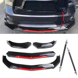 Front Bumper Lip Splitter Lower Spoiler Body Black+Red For Dodge Ram 1500