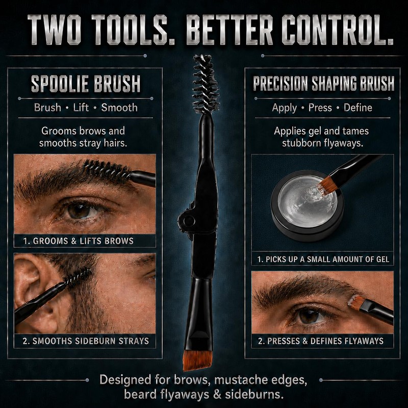 Clear Eyebrow Gel for Men with Dual-Ended Brush, Strong Hold