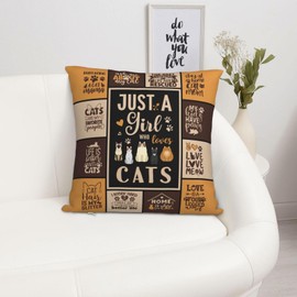 IYUBOFU Cat Gifts for Cat Lovers Women Girl, Cat Lover Gifts for Women, Cool Cat Mom Gifts, Cat Themed Gifts for Girls, Crazy Cat Lady Gifts, Cat Owner Gifts Throw Pillow Covers 18X18 Inch
