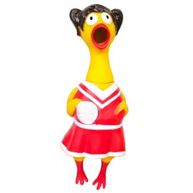 Zugar Land Big Rubber Chicken Collectible Mix 9.5" (Cheerleader) Fun Screaming Chicken for Parties and Giveaways (Cheerleader)