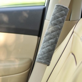 Amooca Soft Automotive Seat Belt Cover Seatbelt Shoulder Pad Neck Protector Cushions Universal Fit SUV Trucks Backpack 2 PCS Dark Grey 10.2in