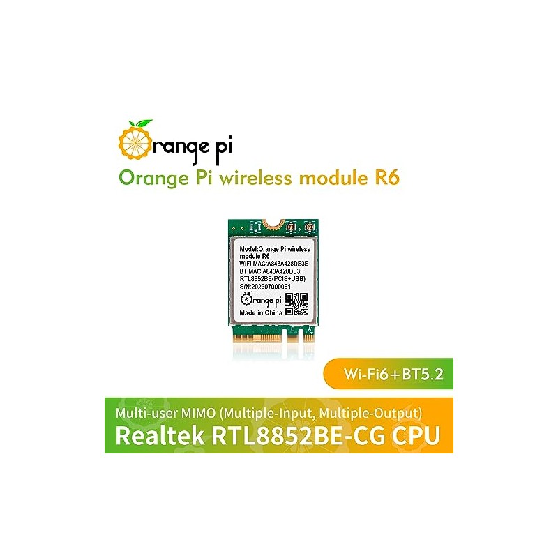 Orange Pi Módulo Inalámbrico R6, Tarjeta Inalámbrica PCIe WiFi 6