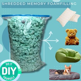 10 lbs Durable Denisty Shredded Memory Foam Inserts Filling for Arts and Crafts, Bean Bags, DIY Projects, Pet Dog Beds, Pillows Chairs Sofas Couches Stuffing, Plushes, Poufs, Ottomans, Refill.