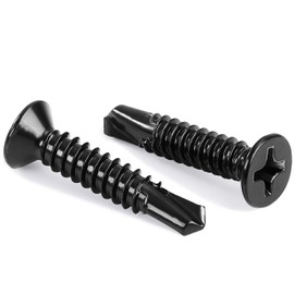 #10 x 3/4" Flat Head Self Tapping Screws Sheet Metal Screws, Stainless Steel 410, Black Finish, 100 PCS