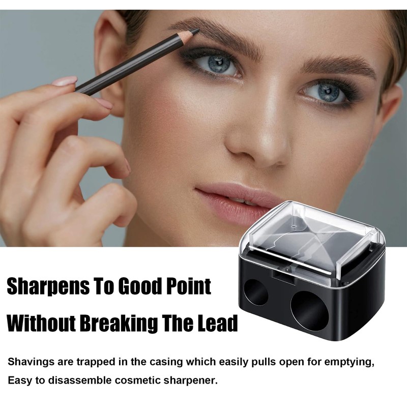 2 Pcs Eyeliner Sharpener,2 Holes Makeup Sharpener,Make up Pencil Sharpener,Eyebrow