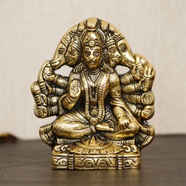 eCraftIndia Golden Panch Mukhi Hanuman - Vitrina decorativa de metal