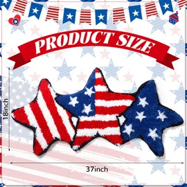 Tinideya 4th of July Star Doormat Patriotic Welcome Indoor Outdoor Rug Non Slip American Independence Day Floor Mats Water Absorbent Door Mats Microfiber Washable Carpet Yard Home Decor, 37 x 18 Inch