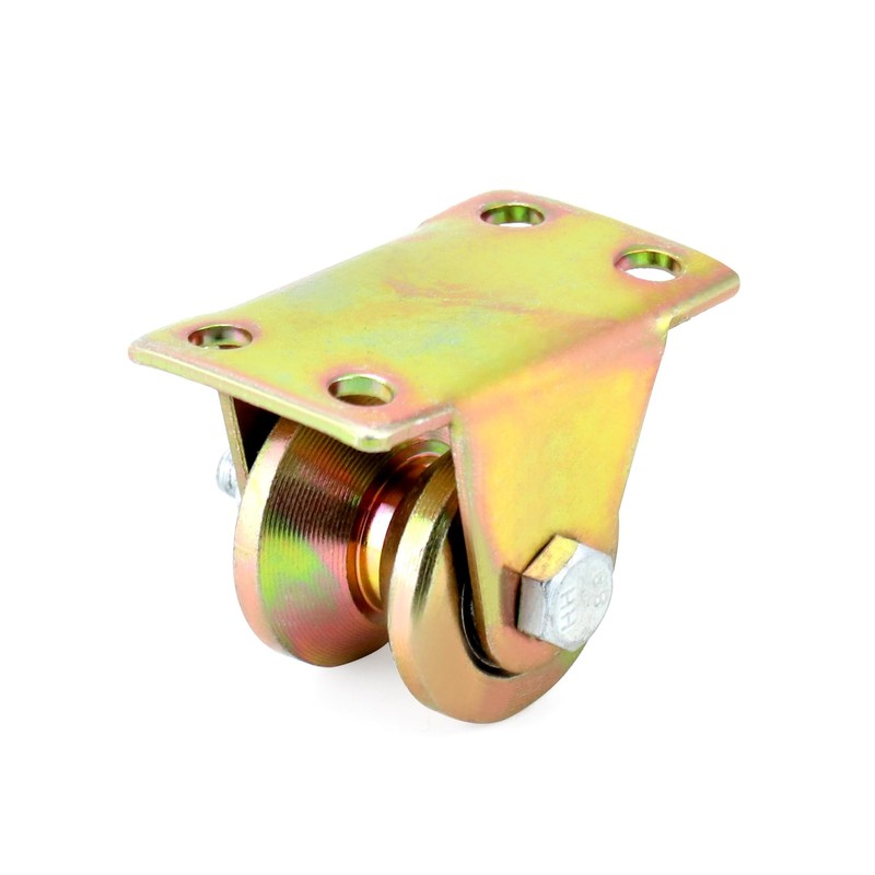QWORK 1.2" Dia Steel Groove Rigid Caster Wheel, 4 Pack