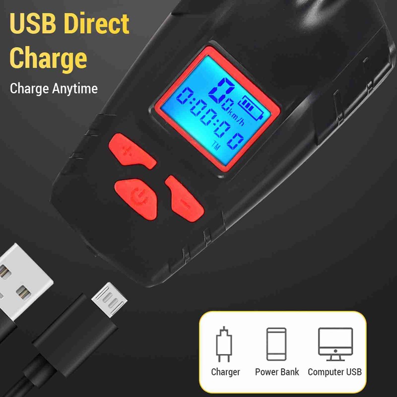 Bicycle Head Light Bike with Speedometer Wireless Horn 2000mAh Waterproof
