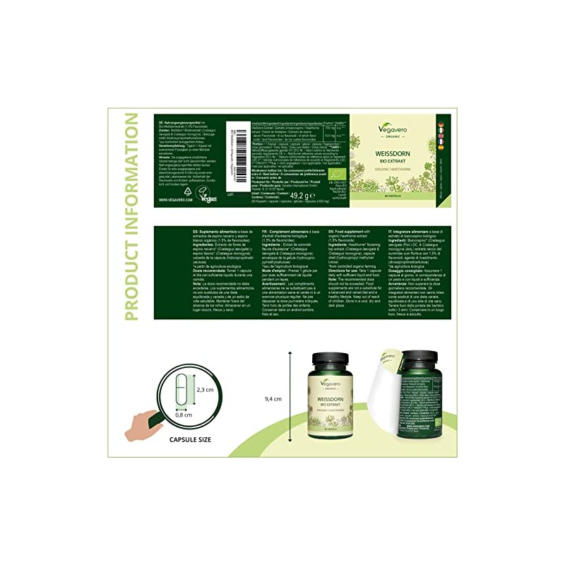 Hawthorn Berry Vegavero® | 700 mg Extract | 100% Organic
