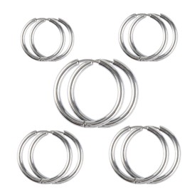 GroveEss 5 Pairs Hoop Earrings,Hypoallergenic Silver Hoop Earrings,12/14/16/18/20MM Unisex Small Earring Hoop Set Gifts for Men Women Girls Cartilage