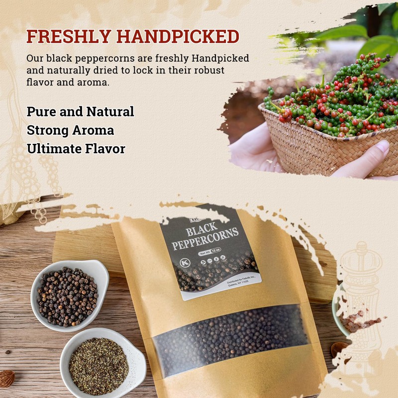 52USA Whole Black Peppercorns 12 oz + Himalayan Pink Salt