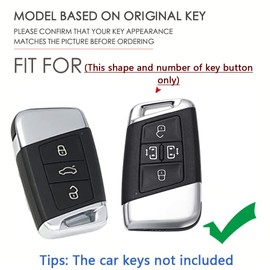 SANRILY Carbon Fiber Pattern Red 3/4 Button Key Fob Cover Case Fit for VW Atlas 2023 2024 Arteon Tiguan Jetta Passat Golf Alltrack Keyless with Keychain