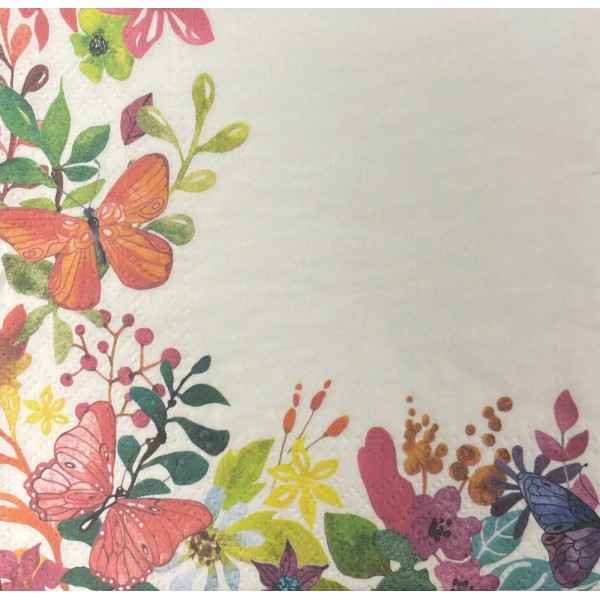 Decoupage Paper Napkins Luncheon Spring Butterfly Butterflie Florals Pack of