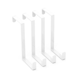 DINGFENG Pack of 4 Door Hooks, Door Hooks for Hanging, Type Z, Door Hooks, White, Door Hooks for Wreaths, Coat Hooks, Door Hangers, Made of Solid Metal, Can Hold 15 kg