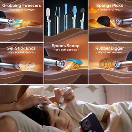 Bebird Home 30S Ear Wax Removal, Smart Ear Care System Cleaner Kit, Wireless Scope Silicone Flex Earscope Camera, UVC LED Light, Visual Wax Cleaning Dropper, Wax Removal Tweezer Tool Adult/Kids