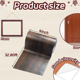 Deep Brown Wood Repair Tape - 4" X 32 ft, Adhesive for Mirrors, Furniture, Wallpaper, Floor, Bathroom, Cabinets, Windows - 1 Roll