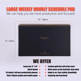 Undated Weekly Planner with Hourly Schedule - 54 Sheets Large Desk Appointment Book Is Great for Appointment-Based Jobs Like Real Estate, Personal Training, Photography, Students and Teachers
