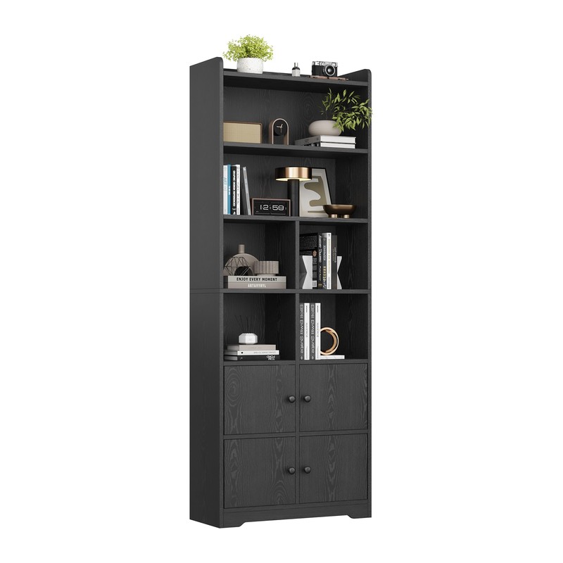 IRONCK Bookshelves and Bookcases with 4 Doors, 6-Tier Bookshelf with
