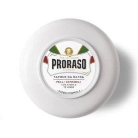 PRORASO Shaving Soap White Bowl Jar For Sensitive Skin Green Tea 150ml Brush Set