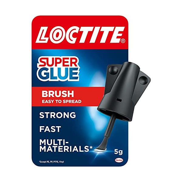 Loctite Super Glue Brush On, Superglue with Applicator Brush, Fast-Drying Clear Glue for Metal, Plastic and More, Easy-To-Use Strong Glue with Easy-Open Cap, 1 x 5 g