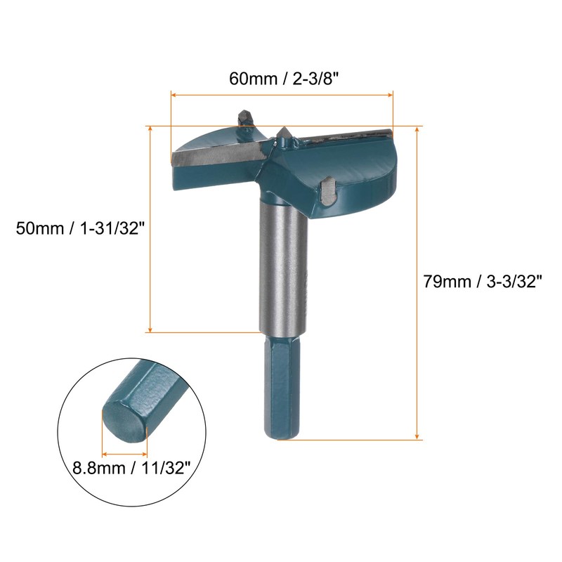 HARFINGTON Forstner Drill Bit 60mm (2-3/8") Carbide Forstner Bits Wood