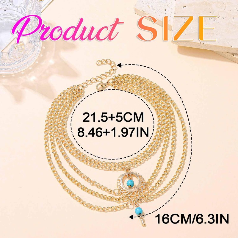 Nicute BohoTurquoise Anklet Gold Ankles Layered Foot Jewelry for Women