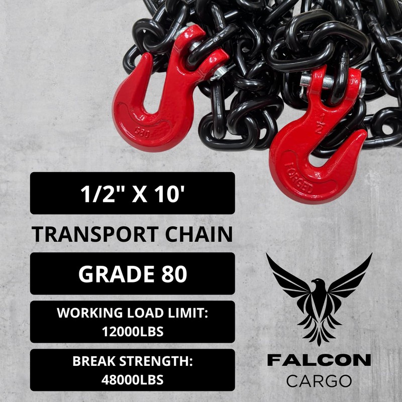 Falcon Cargo 1/2" X 10' Grade 80 Transport Binder Chain