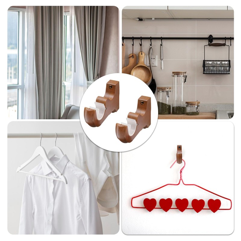 Nicerity 2Pcs Wooden Curtain Rod Brackets Drapery Rod, Support Bracket