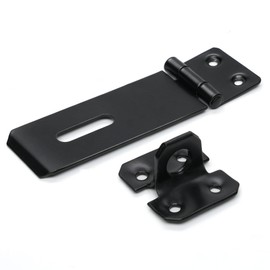 ZAVIA Hasp & Klammer-Set mit Befestigungsschrauben, Vorhängeschloss, pulverbeschichteter Stahl, robustes Schloss für Schuppen, Türen, Haustierkäfige (Schwarz, 115 mm)