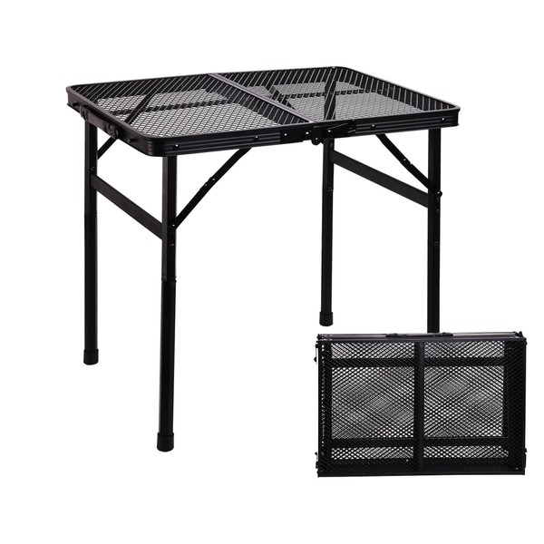 ALZEROOE Metal Camping Picnic FoldingTable, Portable Grill BBQ Side Table-