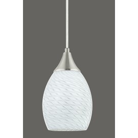Glassland Pendant Light, 1 Light Kitchen Lighting in Brushed Nickel with White Glass, ETL Listed