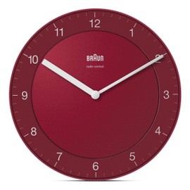 Braun Radio Wall Clock, Plastic, Red, Normal