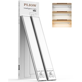 Under Cabinet Lighting, LED Motion Sensor Light Indoor with 3 Color Dimmable, Battery Operated Closet Lights Rechargeable Lamp, Magnetic Under Counter Night Lights Used in Cabinet (16 inches)