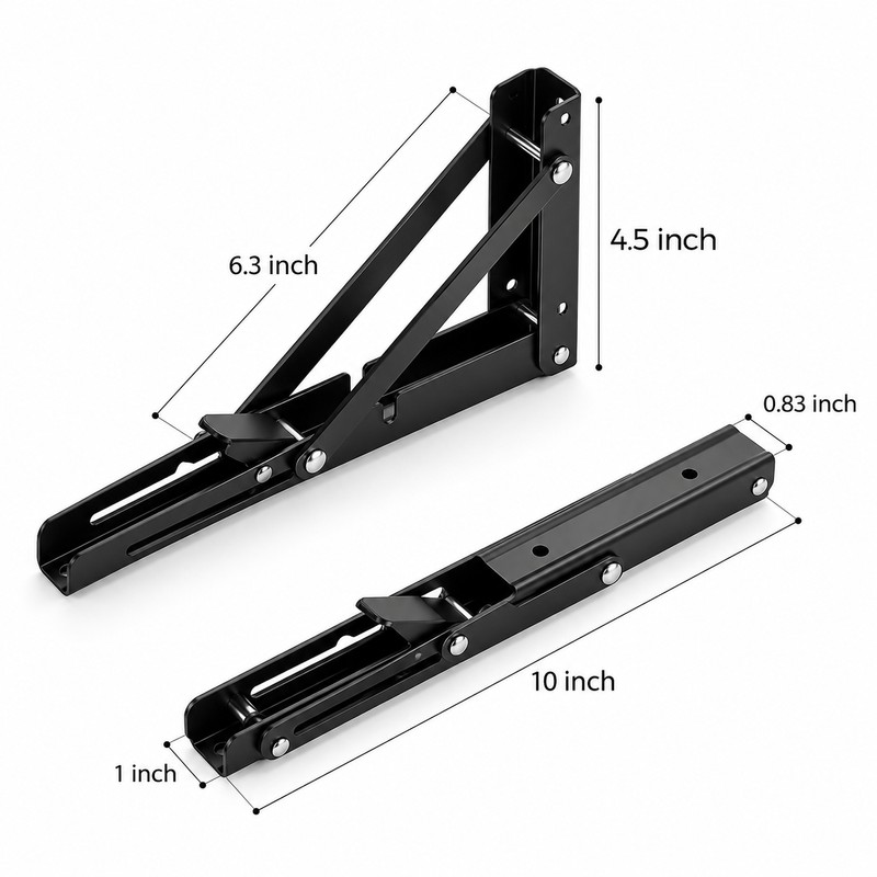 Folding Shelf Brackets for Wall-Mounted Tables and Shelves – Stainless