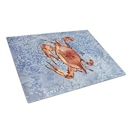 Caroline's Treasures 8147LCB Crab Glass Cutting Board Large, 12H x 16W, multicolor