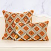 Alerfa Rectangle Pillow Geometric Plaid Embroidery Cut Velvet Cushion Case