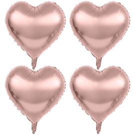 4 Pieces 32 Inches Large Heart Shaped Balloons Huge Metallic Red Foil Balloons Love Balloons for Valentine's Day Wedding Engagement Anniversary Party Favor Decorations (Rose Gold)