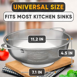 Stainless Steel Colander for Kitchen - 5Qt Rice Strainer With Handles, Perforated Design, Dishwasher Safe, Rust-Resistant - Versatile Pasta Strainer for Grains, Beans, Spaghetti, Veggies, Fruits