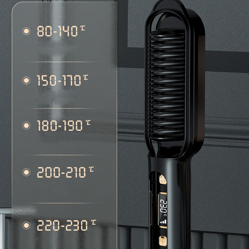 LED Hair Straightening Brush Negative Ion Adjustable Temperature Automatic Straight