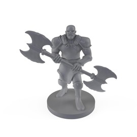 Half Orc Male Barbarian Double Axe Tabletop DND Gaming Miniature